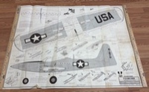 lot 1 image: Midwest Products CO. P-63 King Cobra Model Aircraft Blueprint Technical Drawing Plan (36 x 48)