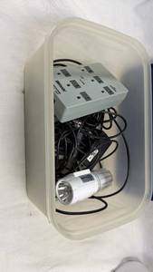 lot 12 image: Woods 6-Outlet Surge Protector Power Strip with PhoneFaxDSL Protection & Assorted Power Cords