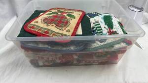 lot 24 image: Holiday Themed Kitchen Towels and Pot Holders Lot