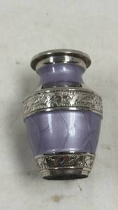 lot 31 image: Purple 3 Urn with Metal Band and Lid