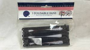 lot 44 image: 3 Foldable Fans 8.25 in x 9.5 in