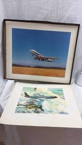 lot 58 image: Lot of 2 Boeing Aircraft Prints 747 Advanced Airborne Command Post and C-135