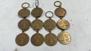 lot 64 image: Aircraft Commemorative Medal Keychain - Lot 11 Pieces