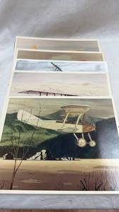 lot 96 image: Lot of 5 Vintage Aircraft Prints - Early Aviation Airplane Illustrations (8x10)