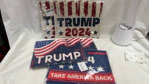 lot 170 image: Trump 2024 Campaign Memorabilia - Lot of 5 Political Flags (19x12.5)
