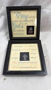 lot 182 image: Religious Wall Art Framed Print Set 2-Piece Black Frame Scripture Quote