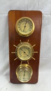 lot 195 image: Sunbeam 3-Gauge Weather Station Thermometer Barometer Humidity