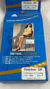 lot 198 image: ITA-MED Pantyhose-330 Graduated Compression Support Hosiery Size P Nude - 2-Pack