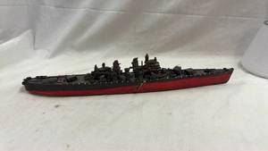 lot 208 image: Plastic Military Warship Model with Red Hull and Black Superstructure