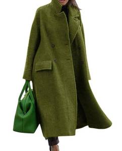 lot 3041 image: CHARTOU Women Oversized Long Winter Coats Warm Wool Blend Pea Trench Coat Overcoat (XX-Large, Green)