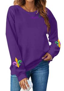 lot 4236 image: Mardi Gras Sweatshirt Women Mardi Gras Outfit New Orleans Carnival Shirt Fat Tuesday Pullover Tops Purple