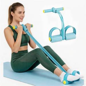 lot 4268 image: Pedal Resistance Bands with Handles, 6-Tube Upgrade Portable Pedal Resistance Band, Natural Rubber Resistance Bands for Abdomen Waist Arm Leg Full Body Workout (Blue)