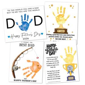 lot 4269 image: Fathers Day Crafts from Kids - Custom Handprint Set 4, Personalized Best Dad Ever Handprint Kit Family Handprint Craft Keepsake Personalized Fathers Day Dad Gifts from Kids Daughter Son for New Dad