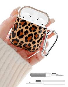 lot 4318 image: Aitipy Compatible with Airpods 2nd 1st Generation Case, Cute Yellow Cheetah Leopard Print Aesthetic Design with Carabiner, Soft TPU Skin Anti-Scratch Shockproof Protective Cover for Women Girls