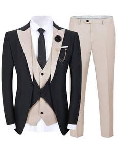 lot 4320 image: Wangyue Mens Suits Slim Fit Beige 3 Piece Suit for Men Formal Wedding Suits for Men Grooms Prom Suit for Man Elegant for Mens Homecoming 2026 XL