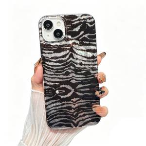 lot 4321 image: Sayoaho Compatible with iPhone 14 PlusiPhone 15 Plus Case, Fashion Glitter Leopard Print Pattern Cheetah Animal Design for Women, Hard Back Shockproof Clear Phone Case, Zebra