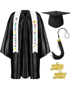 lot 4368 image: Foaincore 2026 Year Preschool and Kindergarten Graduation Gown Cap Tassel Set with 2026 Charm Printed Stole Grad Gift(36,Black)