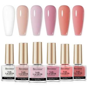 lot 4384 image: Bevimee Nude Nail Polish Set 6 Colors Vegan Regular Nail Polish Quick Dry, White Nude Sheer Pink Natural Nail Lacquer Non Gel Air Fast Drying Finger Nail Bulk DIY Salon Gift for Women