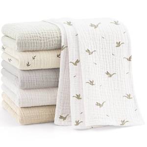 lot 4394 image: Bearmoss 6 Pack Muslin Burp Cloths for Baby, 100% Cotton Soft Large Burping Cloths for Unisex, Boy, Girl, 23.6 X 23.6 Newborn Essentials Absorbent Milk Spit Up Rags (White Apricot)