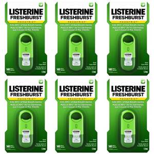 lot 4401 image: Listerine Freshburst Pocketmist Oral Care Mist for Fresh Breath, Non-Aerosol Sugar-Free Travel Size Mouth Spray Kills 99% Bad Breath Germs, On-The-Go, Portable, Spearmint Flavor, 7.7 mL