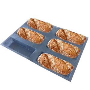 lot 6003 image: Bluedrop Silicone Bread Forms Square Shape Bread Molds Non Stick Bakery Trays Silicone Coated Fiber Glass 6 Caves Rectangle Moulds