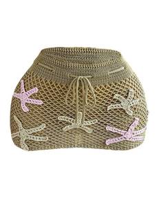 lot 6026 image: RoseSeek Womens Crochet Starfish Hollow Out Beach Skirts Drawstring Waisted Mini Skirts Bikini Bottom Cover Ups Khaki Medium