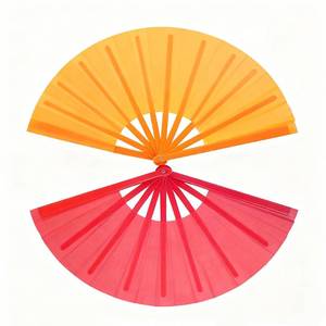 lot 6030 image: YGFEJSDNSW Large Folding Hand Fans, Fans for Line Dancing, 2 Pack Chinese Kung Fu Tai Chi Hand Fan for MenWomen, Festival, Dance, Gift, Performance, Decorations��Red, Orange��