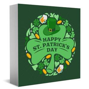 lot 6035 image: Summerjokes St. Patricks Day Decor Happy St. Patricks Day Wooden Box Block Sign, Irish Green Top Hat Clover Decoration Green Home Office Irish Themed Party Decor 5 x 5 Inches