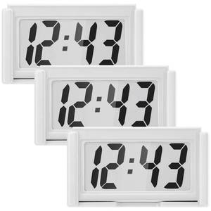 lot 6053 image: Frienda 3 Pieces Mini Digital Clock Small Digital Clock Stick on Battery Operated Self Adhesive Bracket for Car Dashboard Fridge (White)
