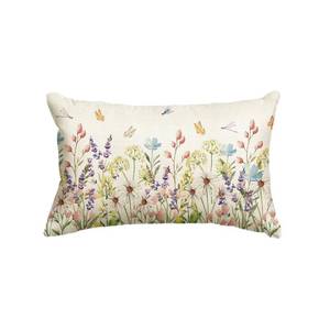 lot 6056 image: AVOIN colorlife Spring Colorful Flowers Daisy Dragonfly Throw Pillow Cover, 12 x 20 Inch Spring Cushion Case for Sofa Couch