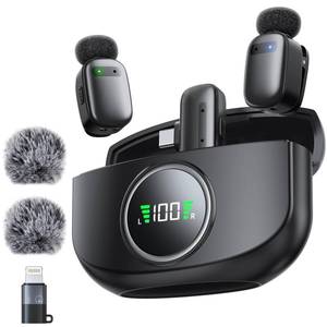 lot 6469 image: Wireless Mini Lavalier Microphone for iPhone & Android, Dual Clip-On Mics with 30H Charging Case, Intelligent Noise Cancellation, Tiny Portable Mic for Vlogging, TikTok, Live Stream, Teaching Meetings