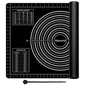 lot 6498 image: Nauvora Extra Large Baking Mat - 26 Silicone Pastry Mat, Reusable Non-Stick Dough Mat with Measurement for Fondant, Rolling Dough, Pie Crust, Pizza and Cookies, Black