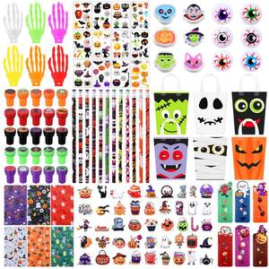 lot 10191 image: Sratte 262 Pcs Halloween Party Gifts for Kids Stationery Sets with Pencils Stamps Tattoo Stickers Erasers Rulers Notebooks Eyeball Hand Bone Toys for Classroom School Exchange Party for Boys Girls