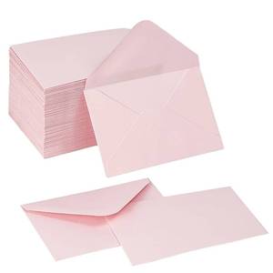 lot 10219 image: 100 Pack Gift Card Envelopes 4 x 2.75 Mini Envelopes 120GSM Small Paper Business Gift Card Sleeves Bulk,Tiny Little Greeting Card Envelope Pockets for Invitation (Pink)