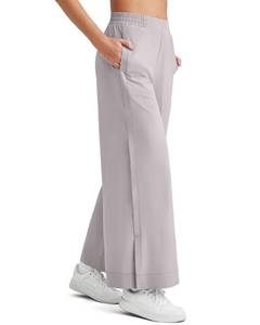 lot 10224 image: G4Free Wide Leg Pants Woman Stretchy Waist Lounge Pants Trousers Style Yoga Pants with Pockets(Light Gray,L,27)