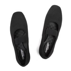 lot 10233 image: Frank Mully Womens Ballet Flats Slip on Casual Knitted Fabric Shoes Square-Toe Flats with Elastic Straps for Women
