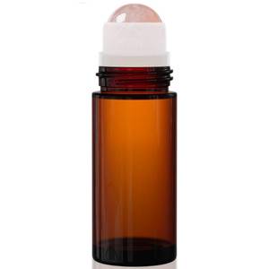 lot 10258 image: PrettyCare Rose Quartz Roller Bottle for Castor Oil �� 50ml Refillable Amber Glass Roll On Bottle with Natural Rose Quartz Roller Ball, Leak-Proof Roller Ball Applicator for Essential Oils, Perfume