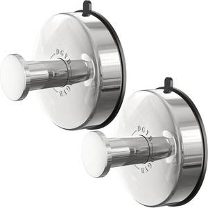 lot 10261 image: DGYB Suction Cup Hooks for Shower Set of 2 Removable Stainless Steel Towel Hook for Bathroom Glass Window Door Wall and Suction Wreath Hook for Hanging Robe, Loofah, Coat - Chrome