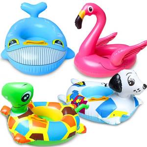 lot 10262 image: 4 Pack Inflatable Pool Floats for Toddler Age 3-7 Animal Swim Tube Rings for Kids Infant Baby Ride on Beach Floaties with Safety Seat&Handle for Summer Lake Pool (Flamingo, Turtle, Whale, Dalmatian)