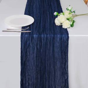 lot 10271 image: Snowkingdom 10 Ft Navy Blue Cheesecloth Table Runner, 120 inch Long Cheese Cloth Boho Gauze Runner for Christmas Wedding Bridal Baby Shower Birthday Holiday Party Sheer Table Decorations