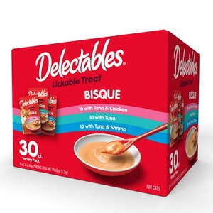 lot 10295 image: Hartz Delectables Bisque Lickable Wet Cat Treats Variety Pack  30 Count