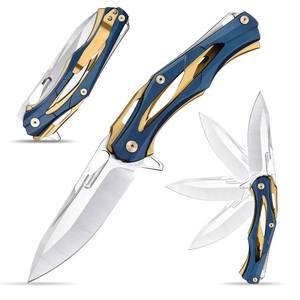 lot 10491 image: Eafengrow EF204 Folding Pocket Knife,D2 Blade Steel Handle Liner Lock with Clip Outdoor Camping Hiking Tactical EDC Tool (EF204-colorful)