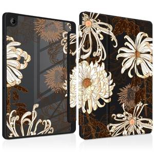 lot 12156 image: MEEgoodo Case for Samsung Galaxy Tab A9 Plus 11 inch Cover 2024 2023 with S Pen Holder, Tablet Case with Transparent Acrylic Back Shell  Trifold Stand  Auto WakeSleep, Chrysanthemums