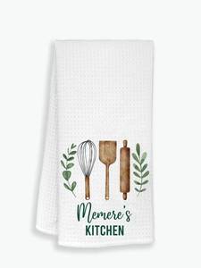 lot 12165 image: DiandDesignGift Memeres Kitchen Soft And Absorbent 16x24 Waffle Weave Cotton100% Kitchen Tea Towel - White Floral Farmhouse Dish Cloth