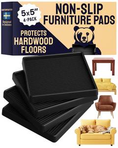 lot 12185 image: CasterMaster Non-Slip Furniture Pads - 5x5 in Black, 4 Pack