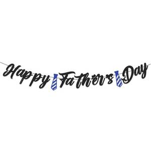 lot 12189 image: Happy Fathers Day Banner - Glitter Fathers Day Decor Sign Banner Backdrop Background for Party - Fathers Day Decorations Party Theme Event Celebration Supplies