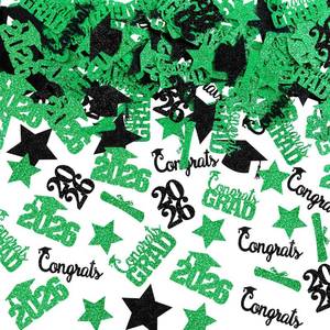 lot 12193 image: 200Pcs 2026 Graduation Table Confetti Green Graduation Confetti 2026 for Tables 2026 Graduation Party Table Decorations Green