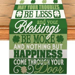 lot 12205 image: St Patricks Day Table Runner St. Patricks Day Kitchen Dining Table Centerpiece St Pattys Day Shamrock Decor St Patricks Day Decorations for Home Party-72 Inches Long