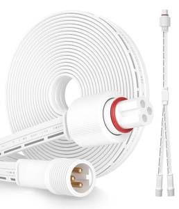 lot 12212 image: 16.3FT Permanent Outdoor Lights Extension Cable for Go-vee H705A H705B H705C H706A H706B H706C,IP68 Waterproof Extension Cord, 3 Pin Power Cord 1FT Y-Shaped Extension