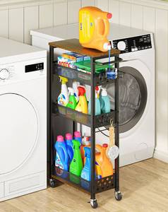 lot 13032 image: OKZEST Slim Laundry Room Organization Cart with Detergent Dispenser Holder